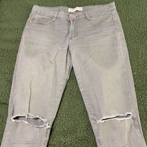 Green ripped skinny jeans